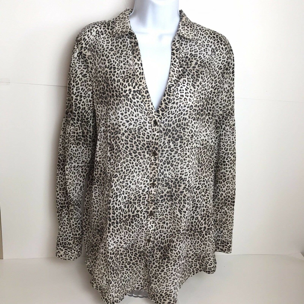Zara Basic Cheetah Button Front Blouse - image 2